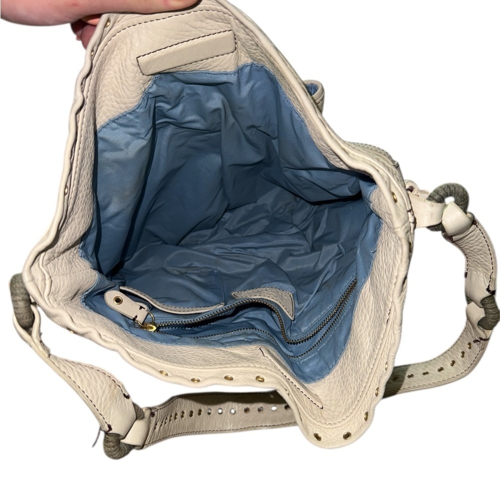 Cole Haan Village Grommet Off White Leather Studded Hobo Shoulder Bag - Picture 7 of 8